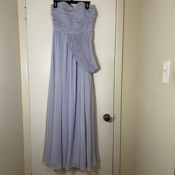 Ted Baker FINELLA One shoulder maxi bridesmaid dress chiffon light blue gown 2 - Picture 3 of 12
